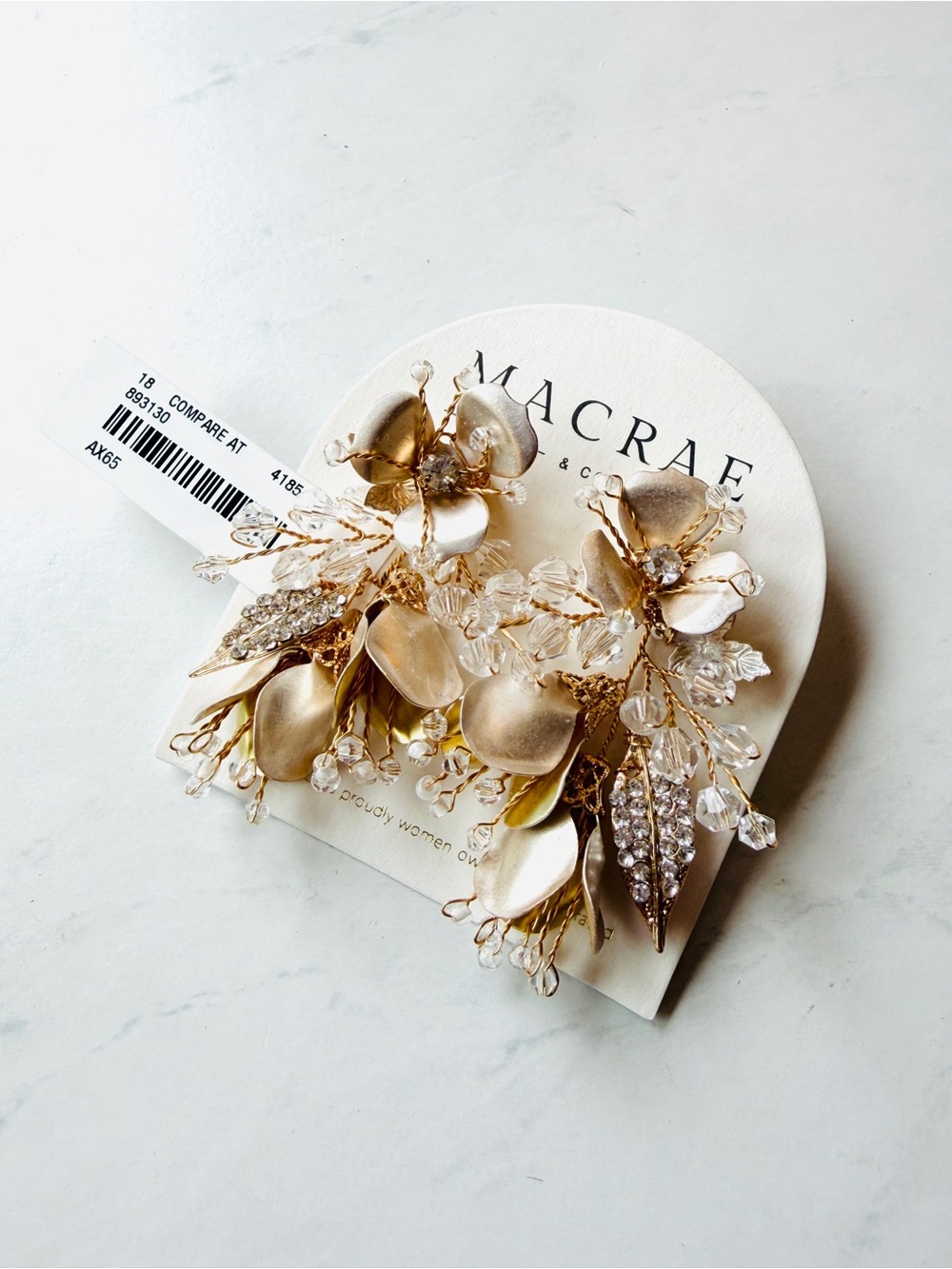 NWT MacRae & Co. Dripping Floral Crystal Statement Earrings